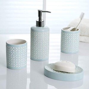 allure home creation felix 4-piece ceramic bathroom accessory set aqua