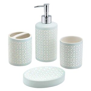 Allure Home Creation Felix 4-Piece Ceramic Bathroom Accessory Set Aqua