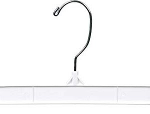 White Plastic Bottoms Hanger with Secure Grip Locks, (Box of 100) Strong Pants Hangers Great for Shorts or Swimsuit by The Great American Hanger Company