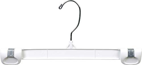 White Plastic Bottoms Hanger with Secure Grip Locks, (Box of 100) Strong Pants Hangers Great for Shorts or Swimsuit by The Great American Hanger Company