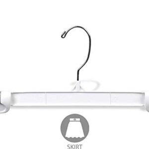 White Plastic Bottoms Hanger with Secure Grip Locks, (Box of 100) Strong Pants Hangers Great for Shorts or Swimsuit by The Great American Hanger Company