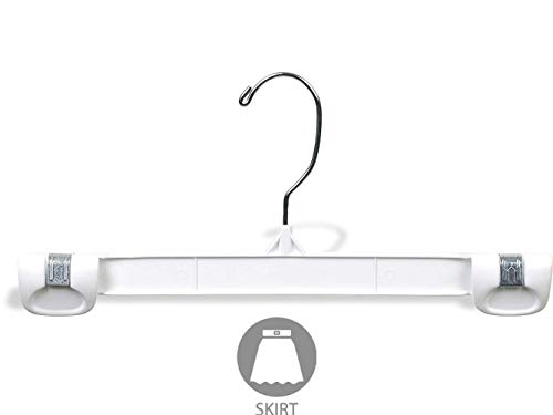 White Plastic Bottoms Hanger with Secure Grip Locks, (Box of 100) Strong Pants Hangers Great for Shorts or Swimsuit by The Great American Hanger Company