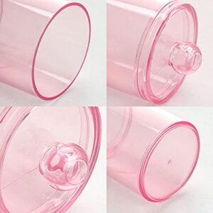 Tbestmax 3 Pack Cotton Swab Ball Pad Holder, 10 Oz Qtip Apothecary Jar Pink Makeup Organizer, Bathroom Containers Dispenser