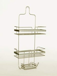 aq hanging shower caddy, extra wide bathroom organizer for shampoo, conditioner & soap with multi-functional hooks - matte nickel