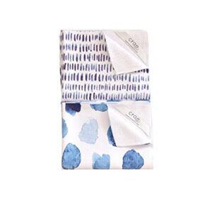 Crae Home Waffle Weave Pattern Microfiber Two Hand Towel Set (Ocean Drops/Blotched)