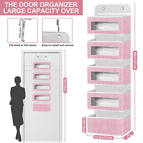 homyfort Over the Door Organizer, Hanging Baby Diaper Organizer for Nursery, Pink Shoe Organizer Over the Door for Girls