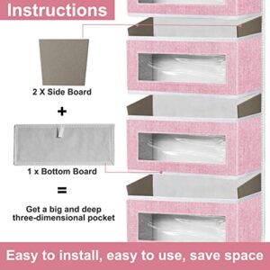 homyfort Over the Door Organizer, Hanging Baby Diaper Organizer for Nursery, Pink Shoe Organizer Over the Door for Girls