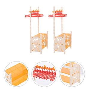 Toyvian Mini Clothes Hanger Rack Doll Dress Up Storage Rack Mini Shoe Rack for Doll Mini Clothes Rack Clothing Rack with Storage Shelf Miniature Wardrobe for Dollhouse, 10.22in