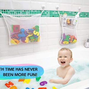 Comfylife 2 x Mesh Bath Toy Organizer + 6 Ultra Strong Hooks + 36 Bath Letters & Numbers – Eco-Safe, Fun, Educational Foam Baby Bath Letters and Perfect Toy Storage Net for Baby Bath Toys & More