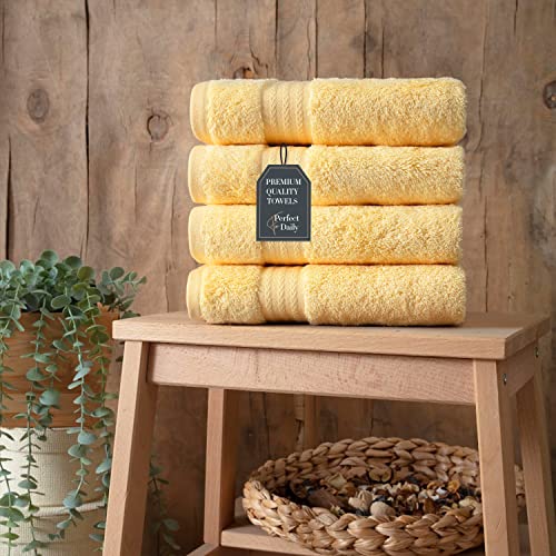 flume home Hand Towel Set of 4 I 100 % Turkish Cotton I 16x28 Inches (Spectra Yellow) Turkish Hand Towel I Decorative Hand Towels for Bathroom I Yellow Hand Towels