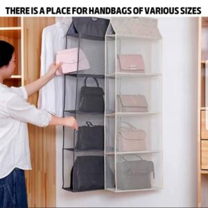 Hanging Handbag Purse Closet Organizer,4 Layers Shelves,Wardrobe Closet Space Saving Organizers System, Storage Bag Purse,Dust Proof Hanging Saving Purse Organizers System (Black).