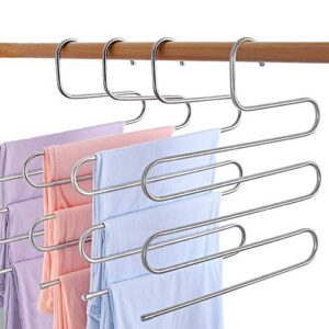 eleling 5 layers pants clothes rack s shape multi-purpose hangers for trousers tie organizer storage hanger (4 piece)