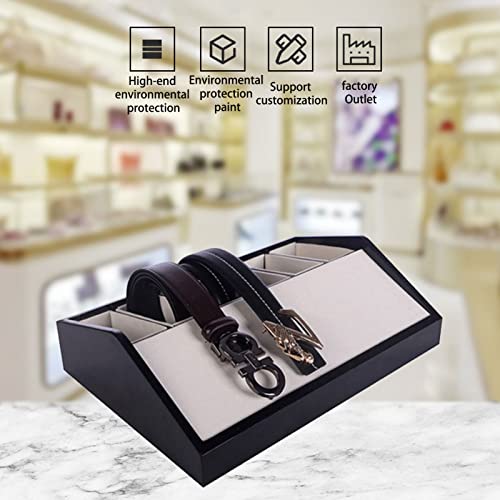 MERLHY High-end Belt Storage Box,Tie Display Case, Lacquer Belt Display Rack Multi-Grid Wooden Grain Belt Box, Perfect etc