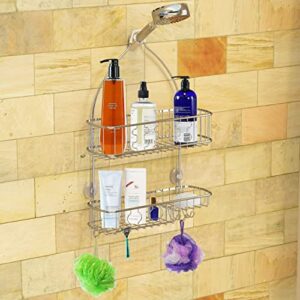 Simple Houseware Bathroom Hanging Shower Head Caddy Organizer + Paper Towel Holder, Chrome