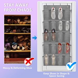 Over the Door Hanging Shoe Rack Organizer for Closet, Kids Shoes Storage Holder with 40 Large Mesh Pockets & Sturdy Hooks for Door and Wall