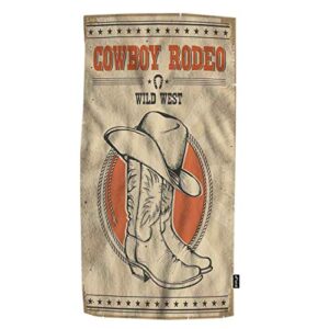 ofloral cowboy rodeo hand towels absorbent western vintage illustration with cowboy boots and hat soft cotton hand towel for bathroom, hotel, gym and spa towels 30x15 inch
