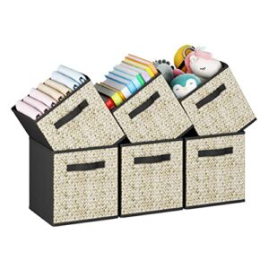 wisdom star 6 pack fabric storage cubes with handle, foldable 11 inch cube storage bins, storage baskets for shelves, storage boxes for organizing closet bins,black