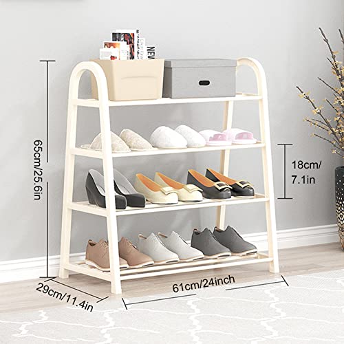 Free Standing Shoe Rack 4-Tier A Shape Shoe Stand 12-16 Pair Shoe Organizer Easy Assembly Stackable Shoe Storage Shelf for Entryway, Closet, Garage, Bedroom, Cloakroom (Color : Black+Silver, Size :