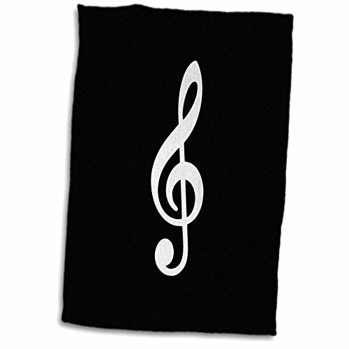 3D Rose Black Treble Notation-G Clef Musical Note Musician Gift Hand Towel, 15" x 22", Multicolor