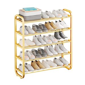 5-tier shoe rack for closet 10-20 pairs metal free standing shoe organizer easy assembly shoe storage sturdy shoe shelf for entryway, garage, bedroom, cloakroom (color : gold, size : 29.5 x 9.1 x 28