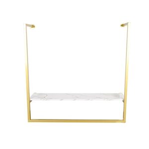 gold metal wall mounted clothes rail shelf clothing store simple display rack window ceiling hanging garment racks ceiling mount clothes storage hanger for home retail store use (gold-u-shaped+board)