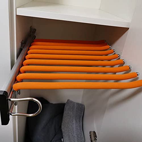 EYC 14x12.8inch Sliding Pants Rack Beige/Black/Orange Closet Side Mounted Hanger for Hanging Pants Retractable Storage Rack for Wardrobe