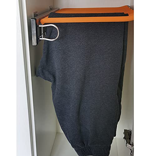 EYC 14x12.8inch Sliding Pants Rack Beige/Black/Orange Closet Side Mounted Hanger for Hanging Pants Retractable Storage Rack for Wardrobe
