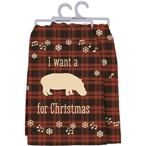 primitives by kathy 108672 i want a for christmas dish towel, 28-inch height, cotton