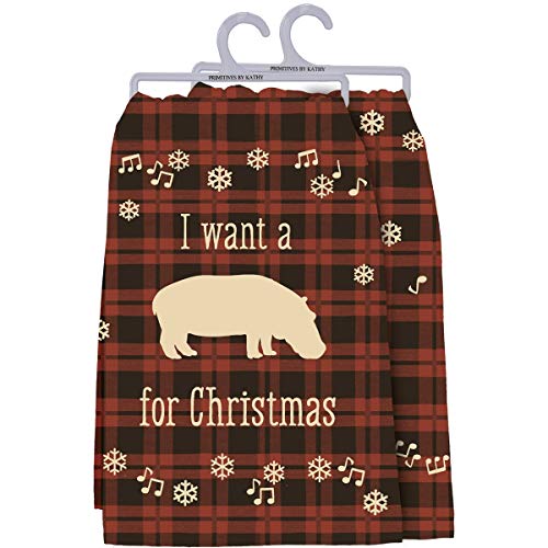 Primitives by Kathy 108672 I Want A for Christmas Dish Towel, 28-inch Height, Cotton