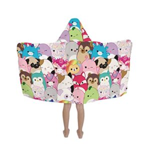Franco Squishmallows Kids Bath/Pool/Beach Soft Cotton Terry Hooded Towel Wrap, 24 in x 50 in & Squishmallows Bedding Silky Satin Standard Beauty Pillowcase Cover 20x30 for Hair and Skin, by