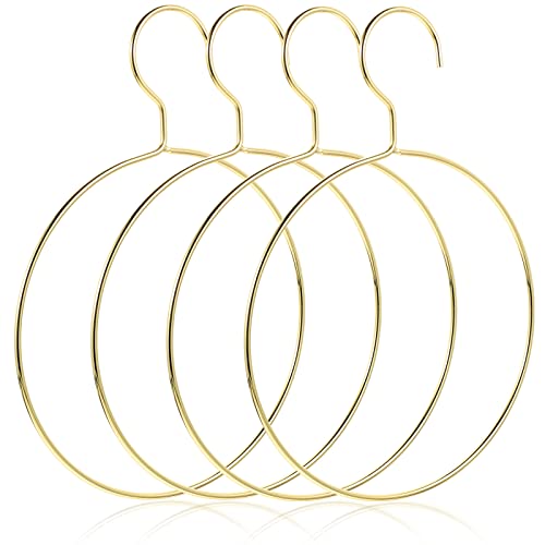 LUOZZY 4pcs Clothes Hanger Metal Belt Hangers Nordic Style Scarf Ring Hanger for Closet, Gold