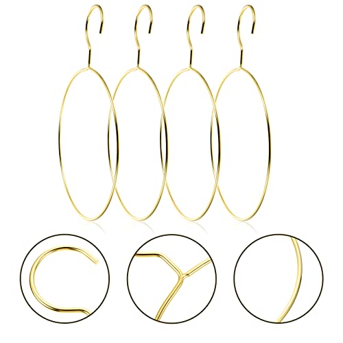 LUOZZY 4pcs Clothes Hanger Metal Belt Hangers Nordic Style Scarf Ring Hanger for Closet, Gold