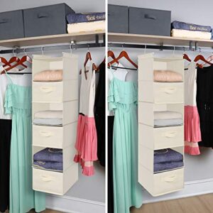 MAX Houser 6 Tier Shelf Hanging Closet Organizer, Closet Hanging Shelf with 2 Sturdy Hooks for Storage, Foldable,Beige and Beige-D3