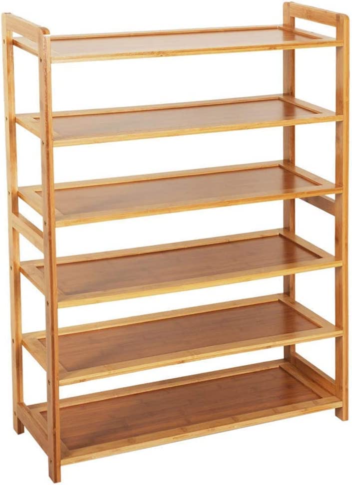 6 Tier Wood Bamboo Shelf Entryway Storage Shoe Rack Home Furniture Organizer Bench Holder Seat Natural Hallway Home