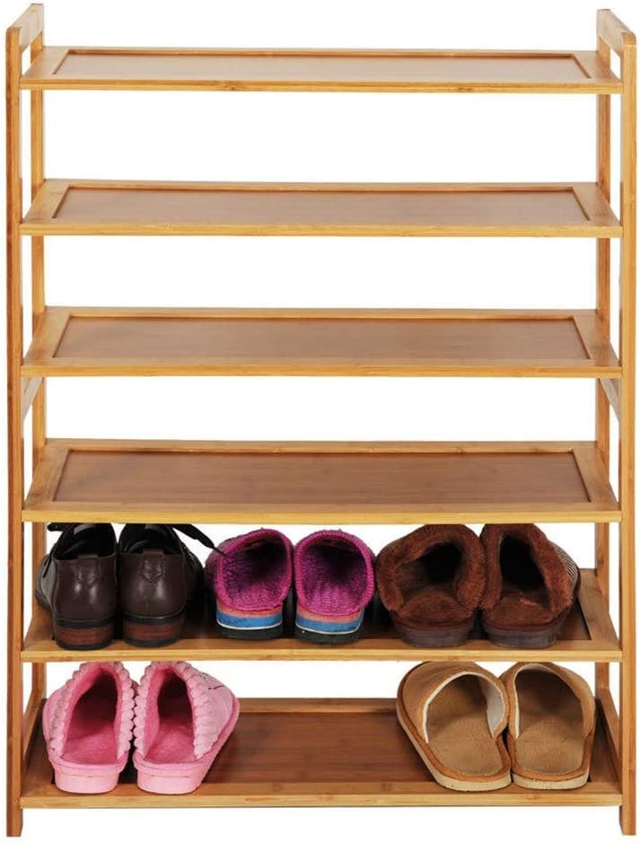 6 Tier Wood Bamboo Shelf Entryway Storage Shoe Rack Home Furniture Organizer Bench Holder Seat Natural Hallway Home