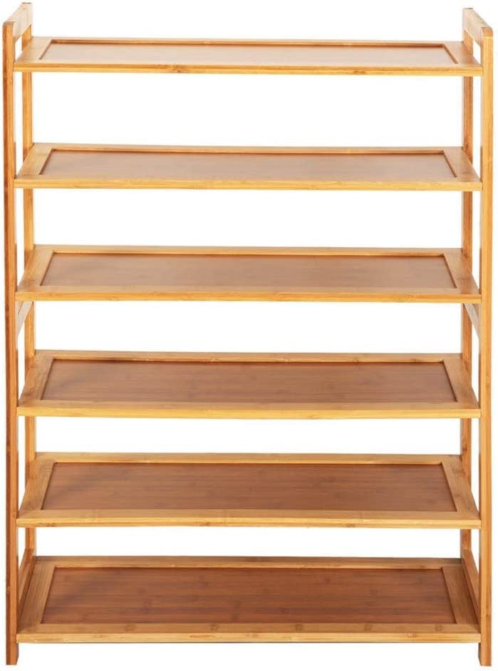 6 Tier Wood Bamboo Shelf Entryway Storage Shoe Rack Home Furniture Organizer Bench Holder Seat Natural Hallway Home