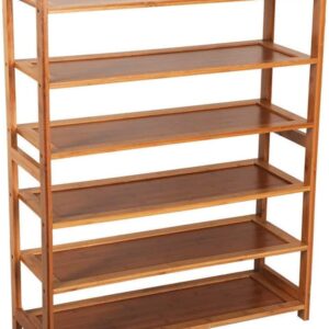 6 Tier Wood Bamboo Shelf Entryway Storage Shoe Rack Home Furniture Organizer Bench Holder Seat Natural Hallway Home