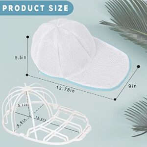 2 Pack Hat Washer for Washing Machine, Hat Washer for Baseball Caps with Mesh Bags, Hat Cleaner Frame Cage for Dishwasher, Anti Deformation Hat Rack Hat Holder Wash Protector (Blue-2pcs)