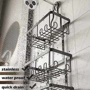 COVAODQ Shower Caddy Over Shower Head,Hanging Shower Caddy Over Head Shower Caddy Bathroom Organizer with Hooks for Towels, Sponge Rustproof & Waterproof