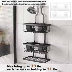 COVAODQ Shower Caddy Over Shower Head,Hanging Shower Caddy Over Head Shower Caddy Bathroom Organizer with Hooks for Towels, Sponge Rustproof & Waterproof