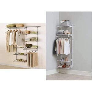 rubbermaid configurations deluxe closet kit, white, 3-6 ft. & expandable closet shelf kit, 2-4 ft., white, for home/closet/garage/laundry/mudroom/basement/house