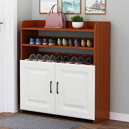 ANMMBER Shoe Rack Shelf Console Cabinet Simple Multi-Layer Large Capacity Shoe Cabinet Storage Cabinet Wooden Shoes (Color : Black)