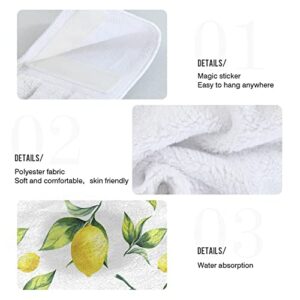 KOCOART Lemon Yellow Kitchen Towels Bathroom Hand Towel Hanging Tie Towel with Loop 2PCS Soft Absorbent Dish Cloth Fingertip Towel for Oven Stove Handle Tabletop