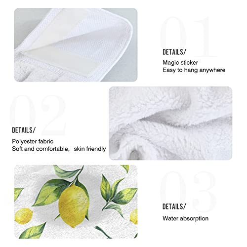 KOCOART Lemon Yellow Kitchen Towels Bathroom Hand Towel Hanging Tie Towel with Loop 2PCS Soft Absorbent Dish Cloth Fingertip Towel for Oven Stove Handle Tabletop