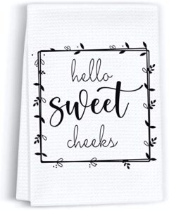 peaces of joy hello sweet cheeks funny hand towel sayings for bathroom, rustic cute dish kitchen fingertip towels for home, decorative farmhouse bath sign gifts