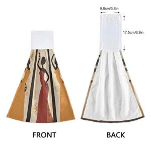 DOMIKING Absorbent Hanging Kitchen Hand Towels - Beautiful African American Women Dishcloths Decorative Hang Cloth Tie Towels for Farmhouse Housewarming Laundry Room