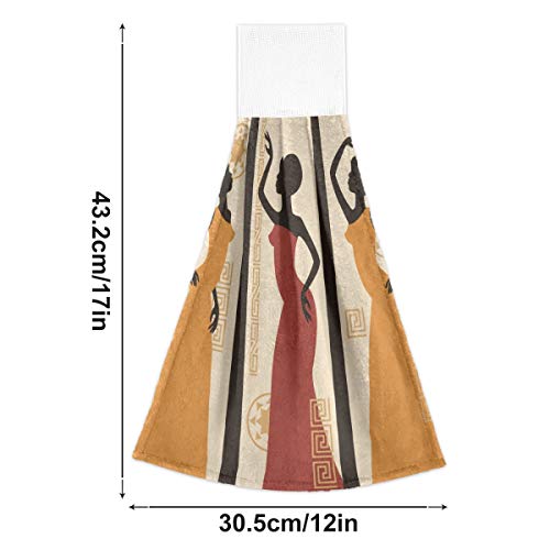DOMIKING Absorbent Hanging Kitchen Hand Towels - Beautiful African American Women Dishcloths Decorative Hang Cloth Tie Towels for Farmhouse Housewarming Laundry Room