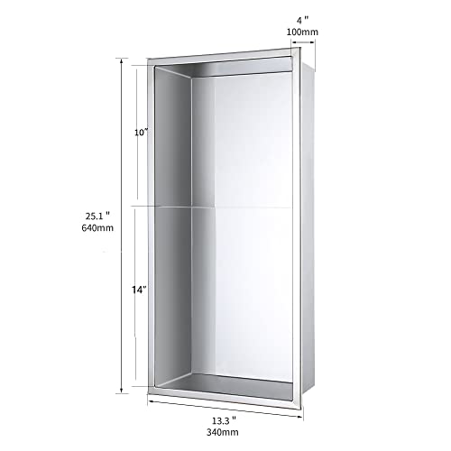 24“ X 12” DecoMust Stainless Steel Shower Niche Modern and Elegant Design, Easy to Install, Perfect for Shampoo and Soap Storage