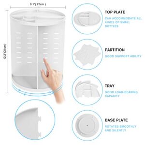 sanipoe 360 Makeup Organizer, DIY Detachable Spinning Cosmetic Makeup Caddy Storage DIsplay Bag Case Large Capacity Makeup Box Acrylic Vanity Organizer Box, Great for Countertop and Bathroom, White