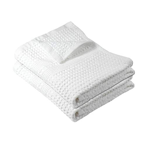 GILDEN TREE Waffle Weave Hand Towels for Bathroom Quick Drying Lint Free Thin, 2 Pack, Classic Style (White)